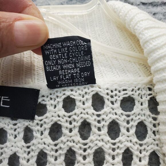 Verve Cardigan Sweater Womens Large Tan Crochet Ribbed Long Sleeve Open Front - Picture 4 of 6